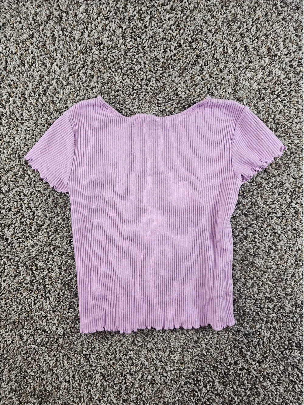 Justice Girls Sz M Short Sleeve Square Neck T-Shirt Purple Butterfly Embroidered